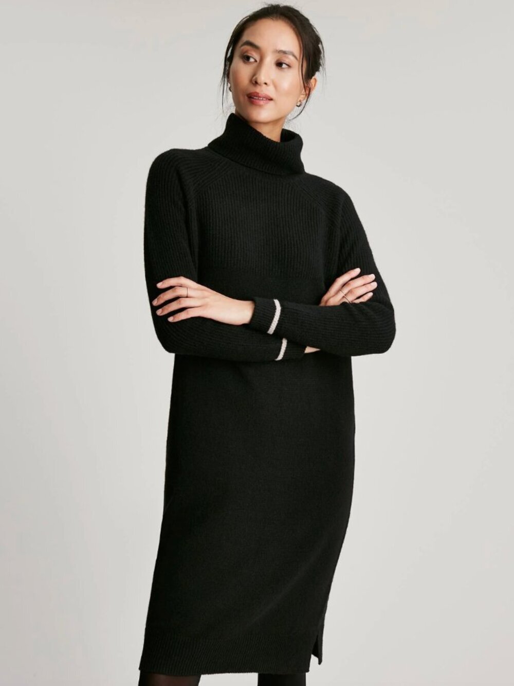 Joules ‘Hallie’ Turtleneck Knit Wool Cashmere Blend Black Sweater Dress, size 10